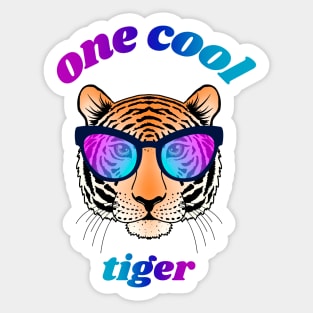 Cool tiger face with gradient glasses Sticker